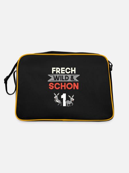 Geschenk 1 Jahr Geburtstag Esel - Retro Tasche - Schwarz/Gold - Hinten