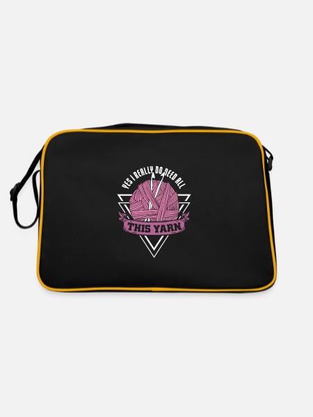 Yes I really do need all this yarn - Retro Tasche - Schwarz/Gold - Hinten