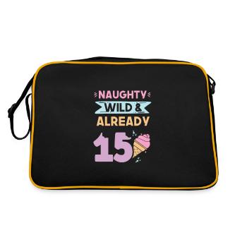 15 Jahre Geburtstag Junge Mädchen Eis essen - Retro Tasche - Schwarz/Gold - Hinten