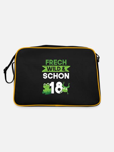 18 Jahre Geburtstag Frosch - Retro Tasche - Schwarz/Gold - Hinten