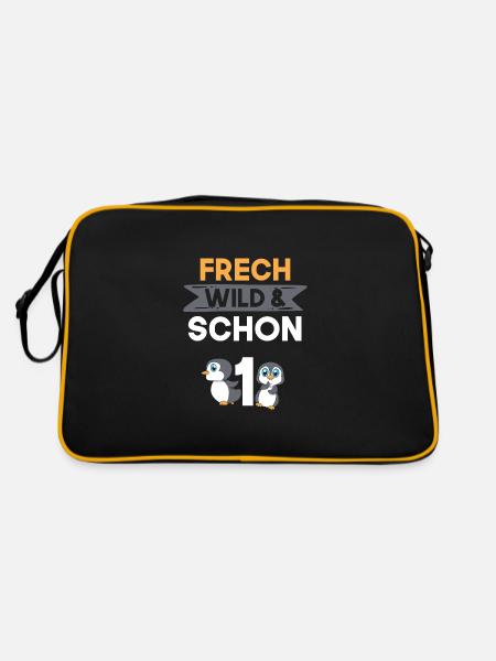 Geschenk 1 Jahr Geburtstag Pinguin - Retro Tasche - Schwarz/Gold - Hinten