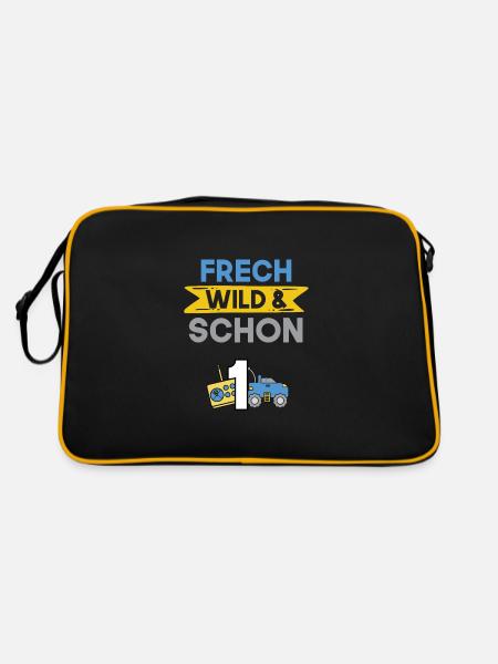 Geschenk 1 Jahr Geburtstag Spielzeug Auto - Retro Tasche - Schwarz/Gold - Hinten