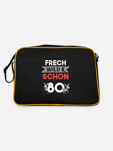 Geschenk 80 Jahre Geburtstag Esel - Retro Tasche - Schwarz/Gold - Hinten