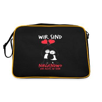 Wir sind nirgendwo um alles zu sein Valentinstag - Retro Tasche - Schwarz/Gold - Hinten