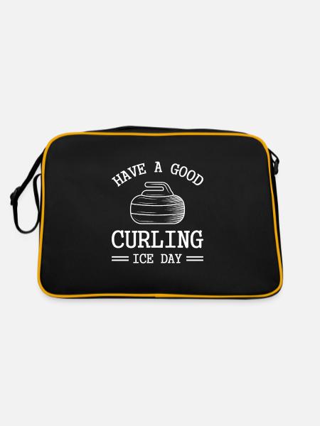Have a good curling ice day - Retro Tasche - Schwarz/Gold - Hinten