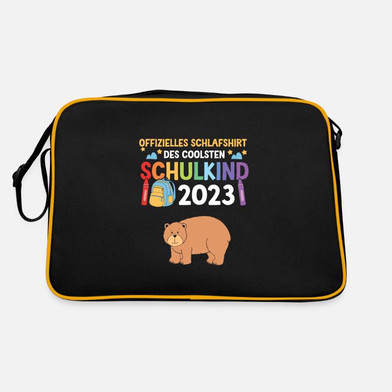 Bär Schulanfang Schulkind 2023 Retro Tasche