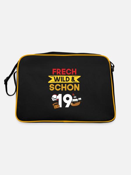 19 Jahre Geburtstag Pirat - Retro Tasche - Schwarz/Gold - Hinten