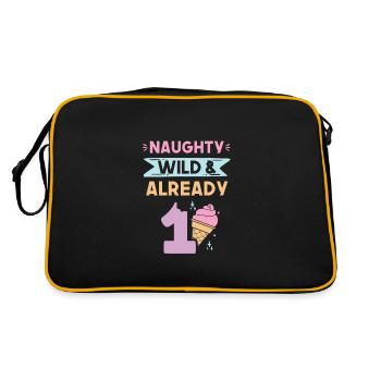 Geschenk 1 Jahr Geburtstag Eis essen - Retro Tasche - Schwarz/Gold - Hinten