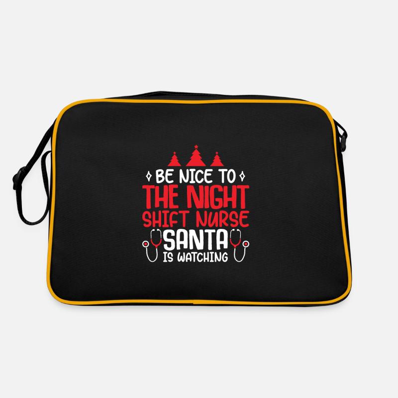 Night Shift Nurse Santa Is Watching Retro Tasche