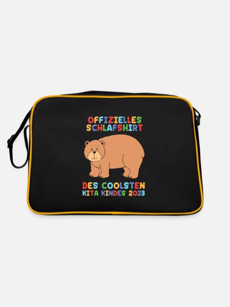 Bär Kita Kindergarten 2023 - Retro Tasche - Schwarz/Gold - Hinten