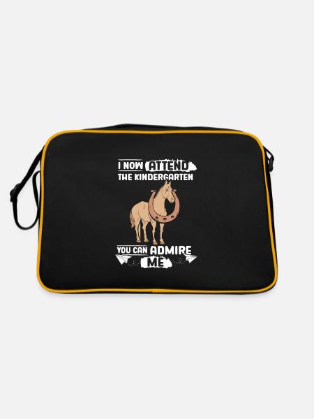 Pferd Kita Kindergarten 2023 - Retro Tasche - Schwarz/Gold - Hinten