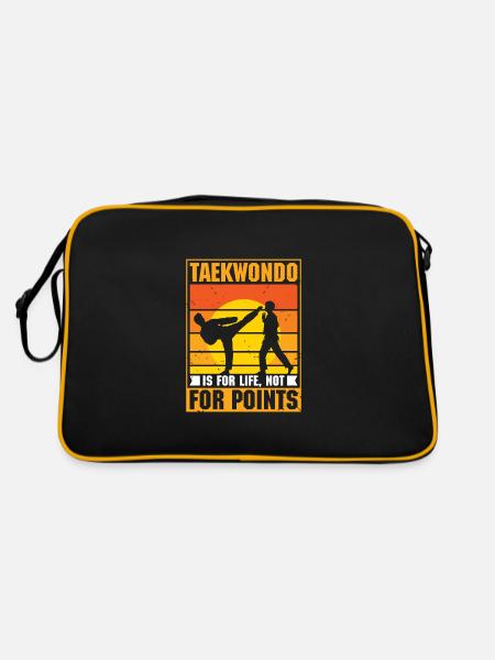 Taekwondo is for life, not for points - Retro Tasche - Schwarz/Gold - Hinten