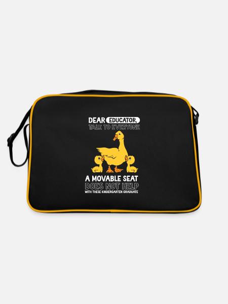 Ente Kita Kindergarten 2023 - Retro Tasche - Schwarz/Gold - Hinten