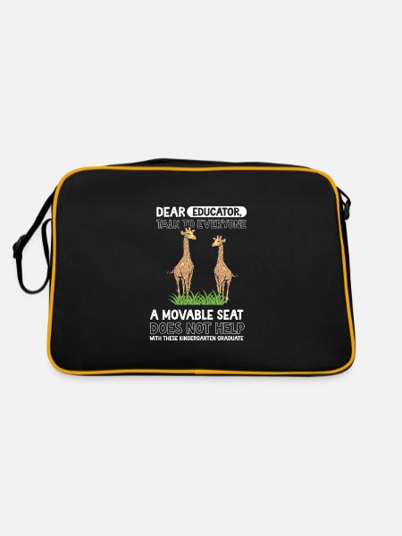 Giraffe Kita Kindergarten 2023 - Retro Tasche - Schwarz/Gold - Hinten