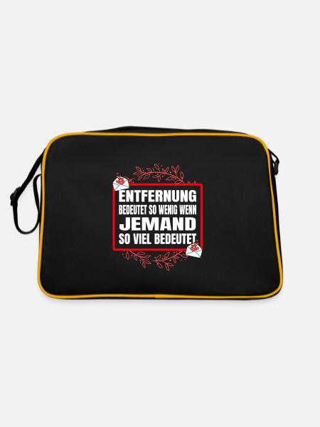 Entfernung bedeutet so wenig Valentinstag - Retro Tasche - Schwarz/Gold - Hinten