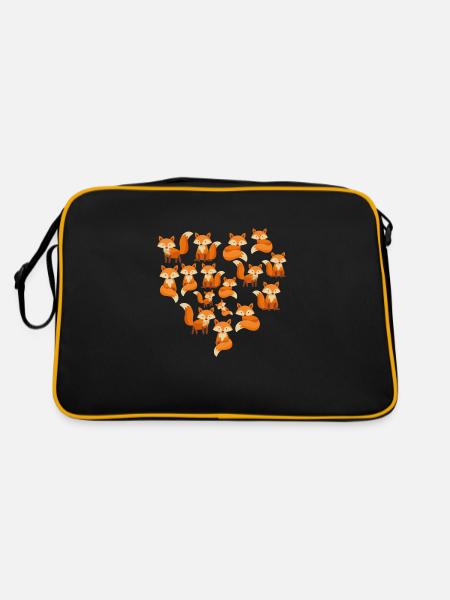 Herz Fuchs - Retro Tasche - Schwarz/Gold - Hinten