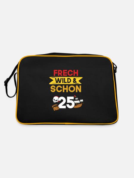 Geschenk 25 Jahre Geburtstag Pirat - Retro Tasche - Schwarz/Gold - Hinten