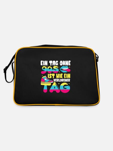 Ein Tag ohne 90s - Retro Tasche - Schwarz/Gold - Hinten