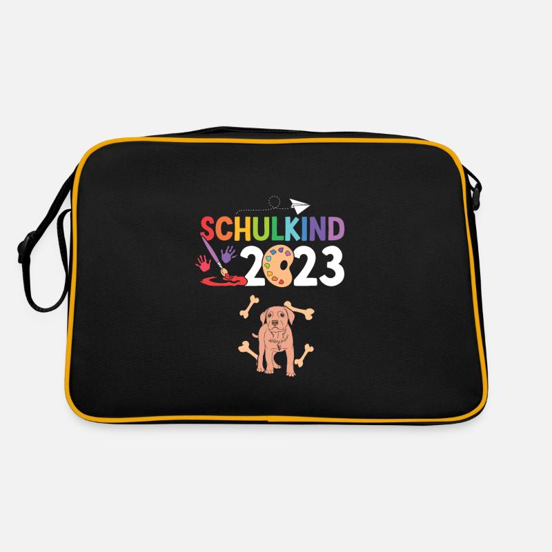 Hund Schulanfang Schulkind 2023 Retro Tasche