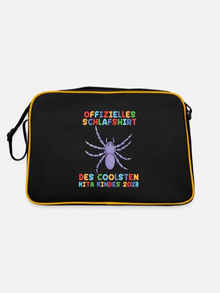 Spinne Kita Kindergarten 2023 - Retro Tasche - Schwarz/Gold - Hinten