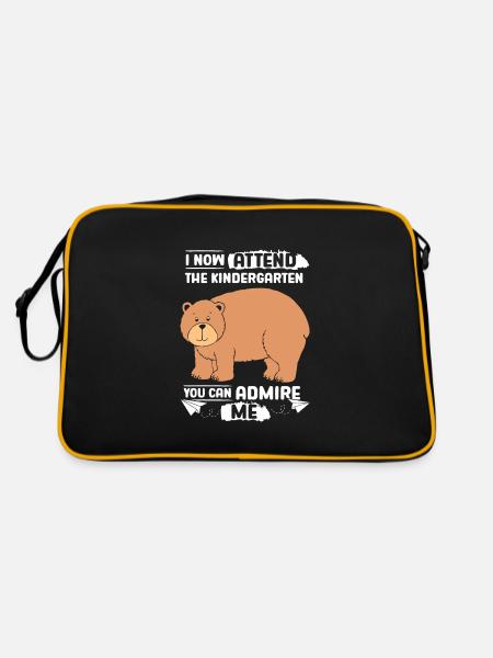 Bär Kita Kindergarten 2023 - Retro Tasche - Schwarz/Gold - Hinten