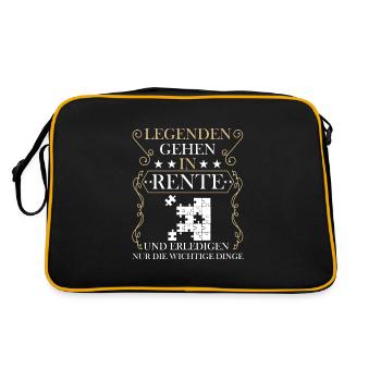 Rentner Rente Rentenbeginn Puzzeln - Retro Tasche - Schwarz/Gold - Hinten