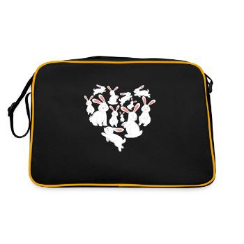 Herz Hase Kaninchen - Retro Tasche - Schwarz/Gold - Hinten