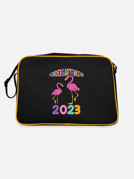 Flamingo Kita Kindergarten 2023 - Retro Tasche - Schwarz/Gold - Hinten