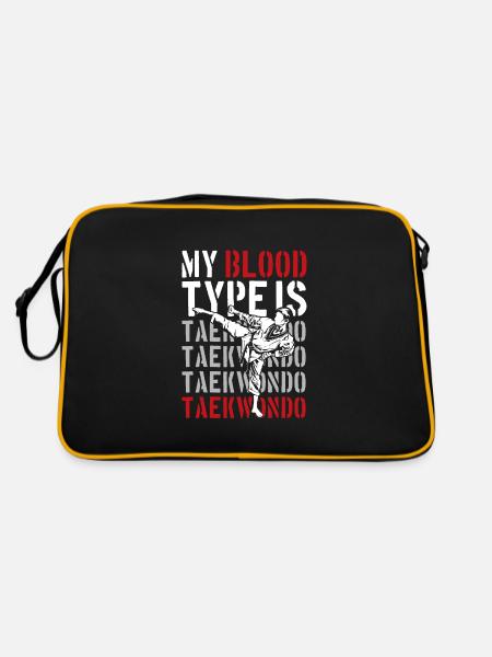 My Blood Type Is Taekwondo - Retro Tasche - Schwarz/Gold - Hinten