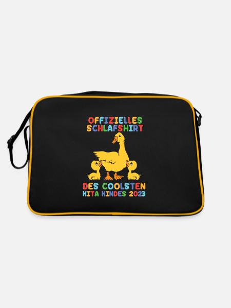 Ente Kita Kindergarten 2023 - Retro Tasche - Schwarz/Gold - Hinten