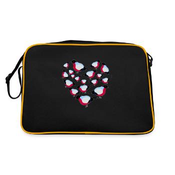 Herz Vogel Fink - Retro Tasche - Schwarz/Gold - Hinten
