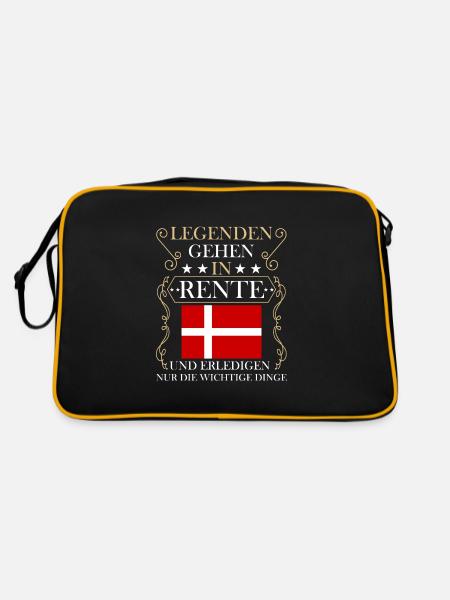 Rentner Rente Rentenbeginn Dänemark - Retro Tasche - Schwarz/Gold - Hinten