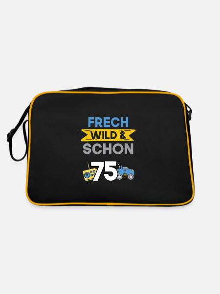 Geschenk 75 Jahre Geburtstag Spielzeug Auto - Retro Tasche - Schwarz/Gold - Hinten