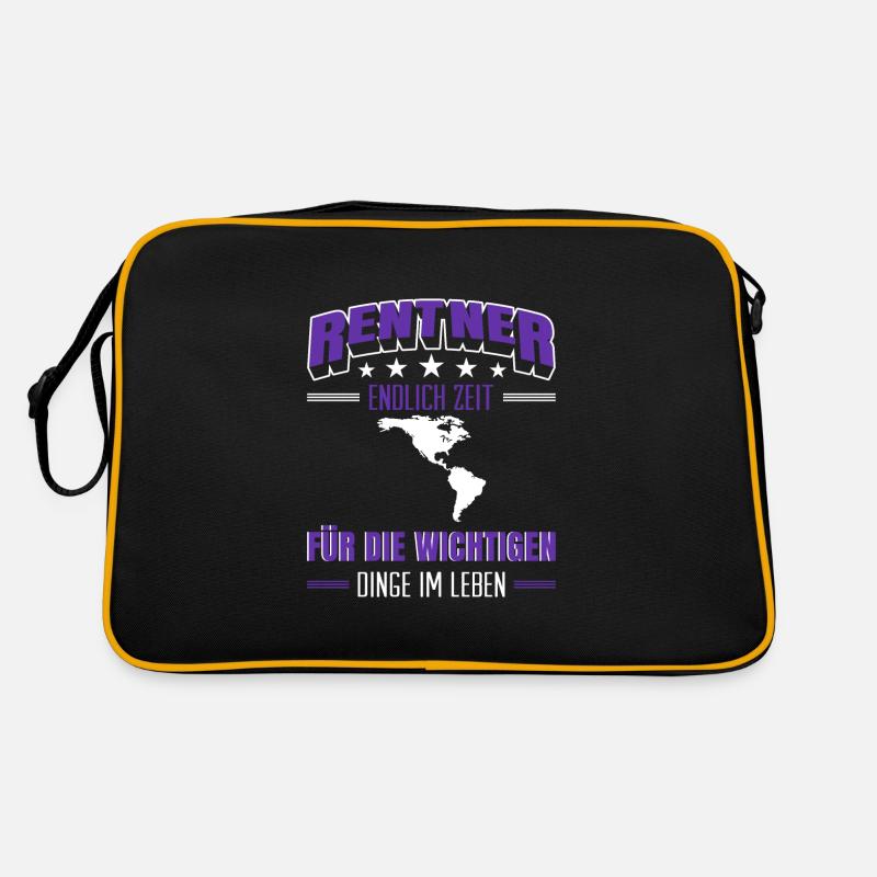 Rentner Rente Rentenbeginn Südamerika - Retro Tasche - Schwarz/Gold