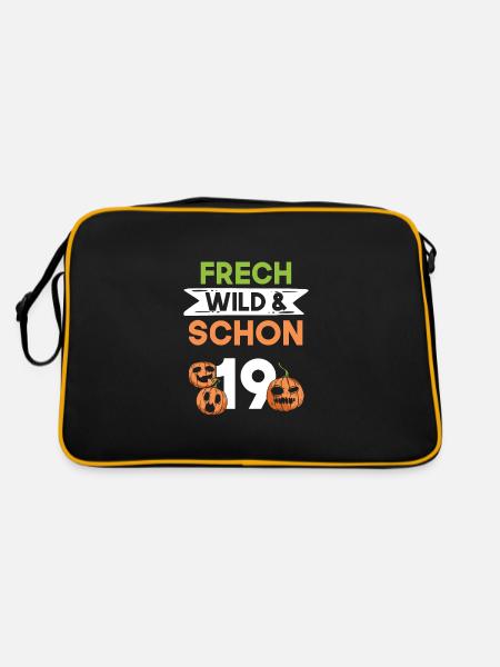 19 Jahre Geburtstag Kürbis Halloween - Retro Tasche - Schwarz/Gold - Hinten