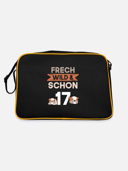 17 Jahre Geburtstag Bulldogge - Retro Tasche - Schwarz/Gold - Hinten