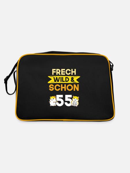 Geschenk 55 Jahre Geburtstag Hamster - Retro Tasche - Schwarz/Gold
