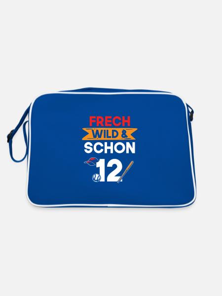 12 Jahre Geburtstag Junge Mädchen Fußball - Retro Tasche - Blau/Weiß - Hinten