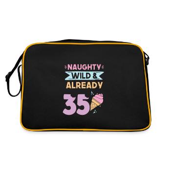 Geschenk 35 Jahre Geburtstag Eis essen - Retro Tasche - Schwarz/Gold - Hinten