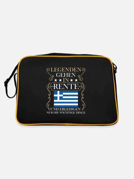 Rentner Rente Rentenbeginn Griechenland - Retro Tasche - Schwarz/Gold - Hinten