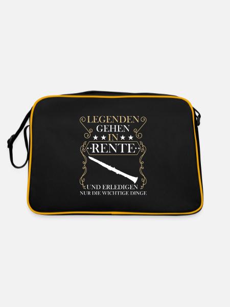 Rentner Rente Rentenbeginn Flöte - Retro Tasche - Schwarz/Gold