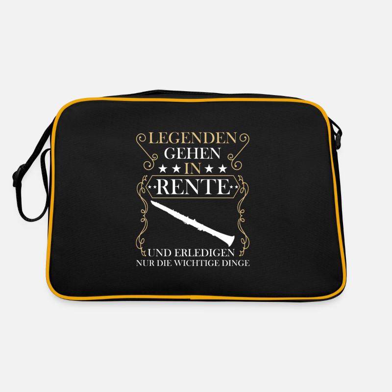 Rentner Rente Rentenbeginn Flöte - Retro Tasche - Schwarz/Gold
