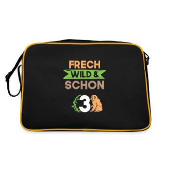 3 Jahre Geburtstag Junge Mädchen Affe - Retro Tasche - Schwarz/Gold - Hinten