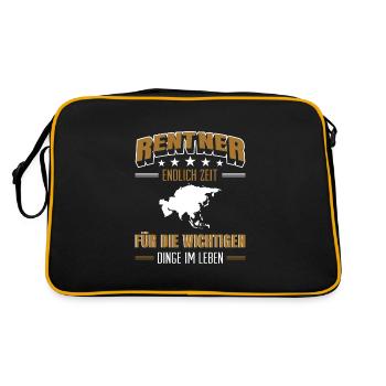 Rentner Rente Rentenbeginn Asien - Retro Tasche - Schwarz/Gold - Hinten