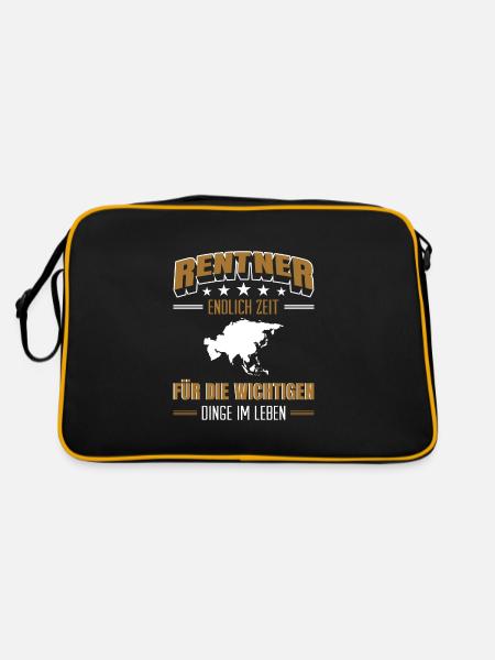 Rentner Rente Rentenbeginn Asien - Retro Tasche - Schwarz/Gold - Hinten