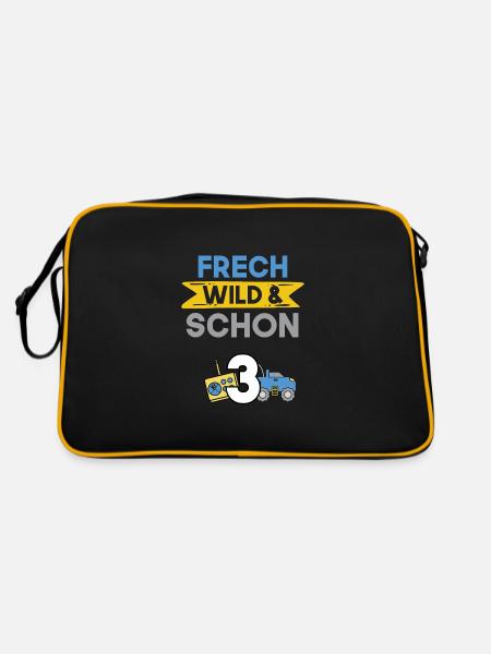 3 Jahre Geburtstag Junge Mädchen Spielzeug Auto - Retro Tasche - Schwarz/Gold - Hinten
