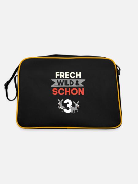 3 Jahre Geburtstag Junge Mädchen Esel - Retro Tasche - Schwarz/Gold - Hinten
