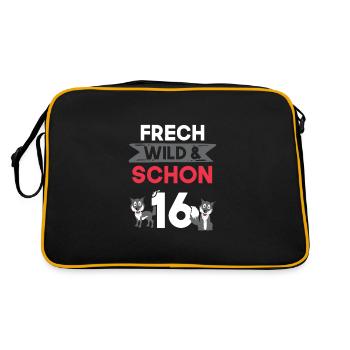 16 Jahre Geburtstag Wolf - Retro Tasche - Schwarz/Gold - Hinten