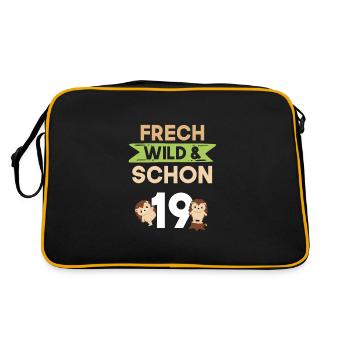 19 Jahre Geburtstag Igel - Retro Tasche - Schwarz/Gold - Hinten