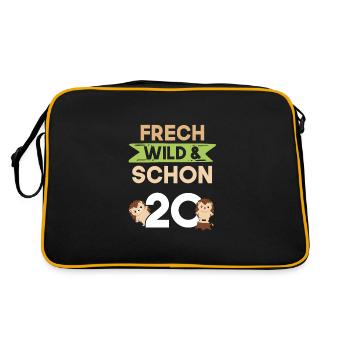 Geschenk 20 Jahre Geburtstag Igel - Retro Tasche - Schwarz/Gold - Hinten